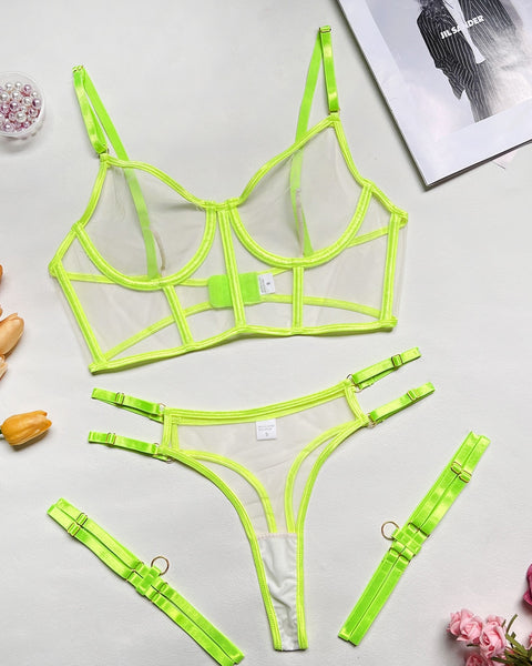 Sensilla - Ensemble jarretière jaune fluo