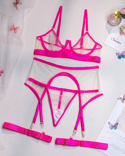 Alluriana - Ensemble porte-jarretelle rose