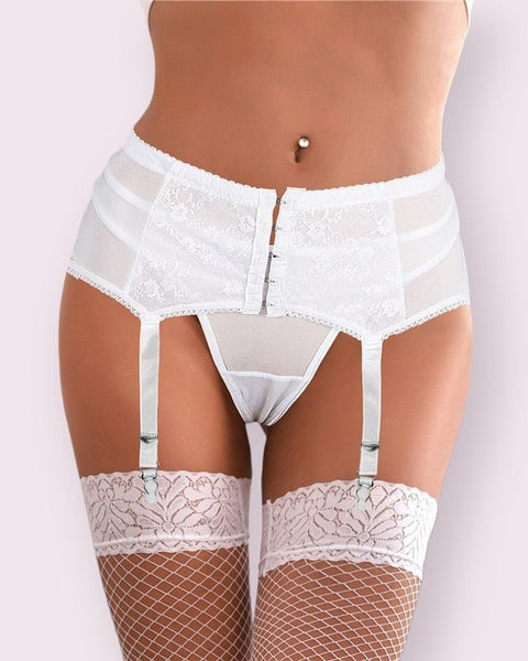 Calixte - Porte-jarretelle blanc dentelle