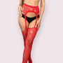 Collant porte-jarretelle rouge